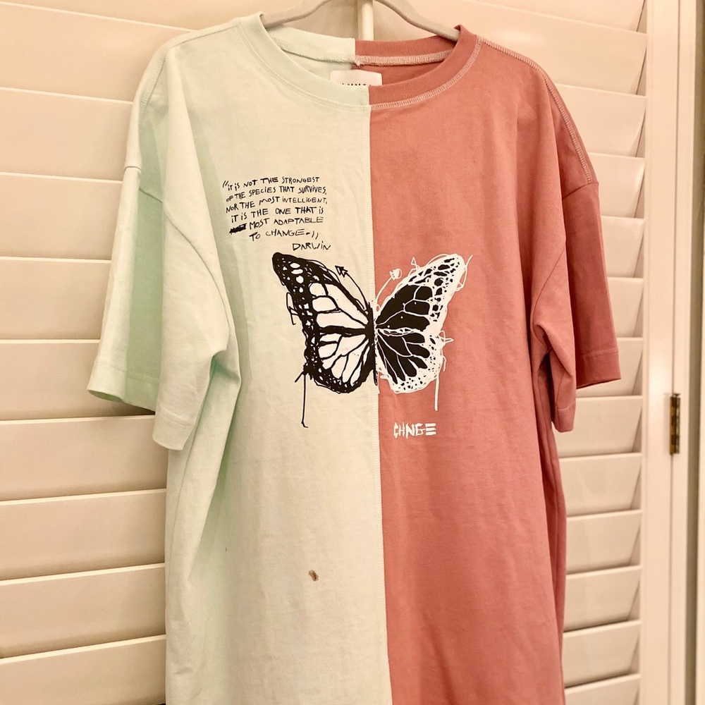 PIECED BUTTERFLY T-SHIRT DRESS CHNGE